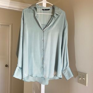 Zara Satin Effect Basic Shirt